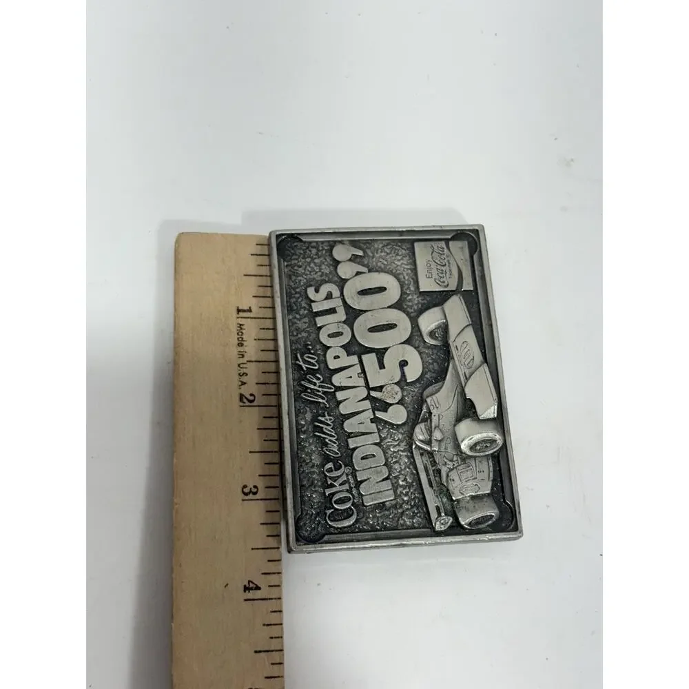 COCA-COLA Belt Buckle 1977 Indianapolis 500‎ COKE Adds Life Speedway RARE VG Vtg